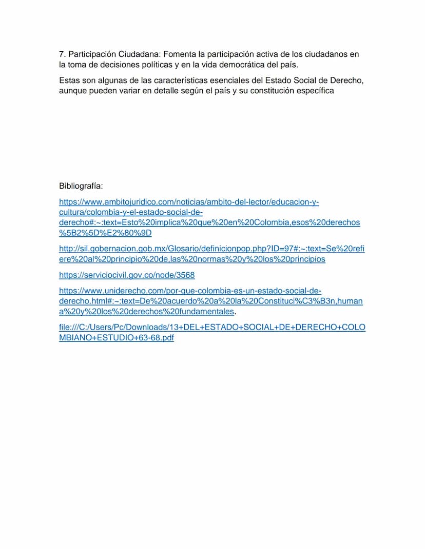 Estado Social de Derecho
¿Qué es un estado social de derecho?
Se refiere al respeto hacia la dignidad humana, el trabajo, la solidaridad de 
