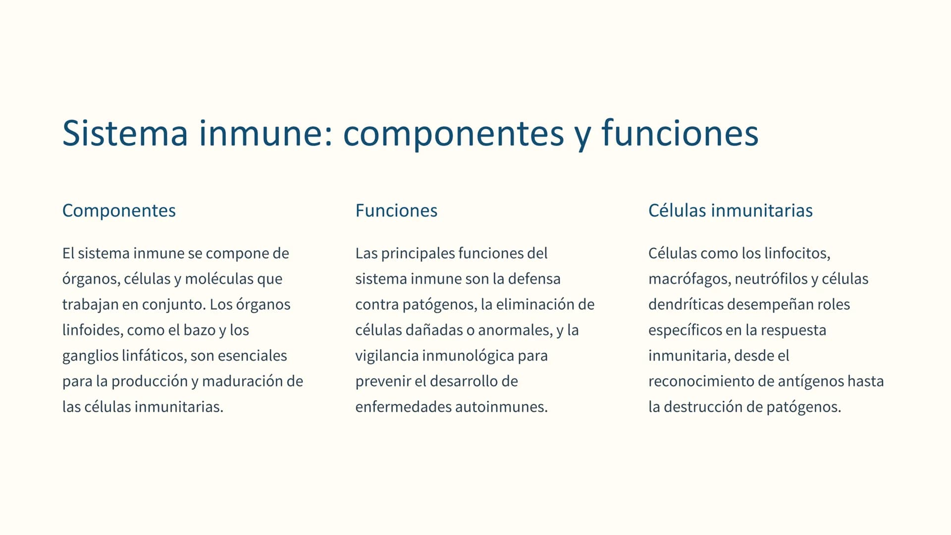 la inmunología
La inmunología es el estudio del sistema inmune, el complejo sistema
de defensa del cuerpo contra patógenos y enfermedades. E