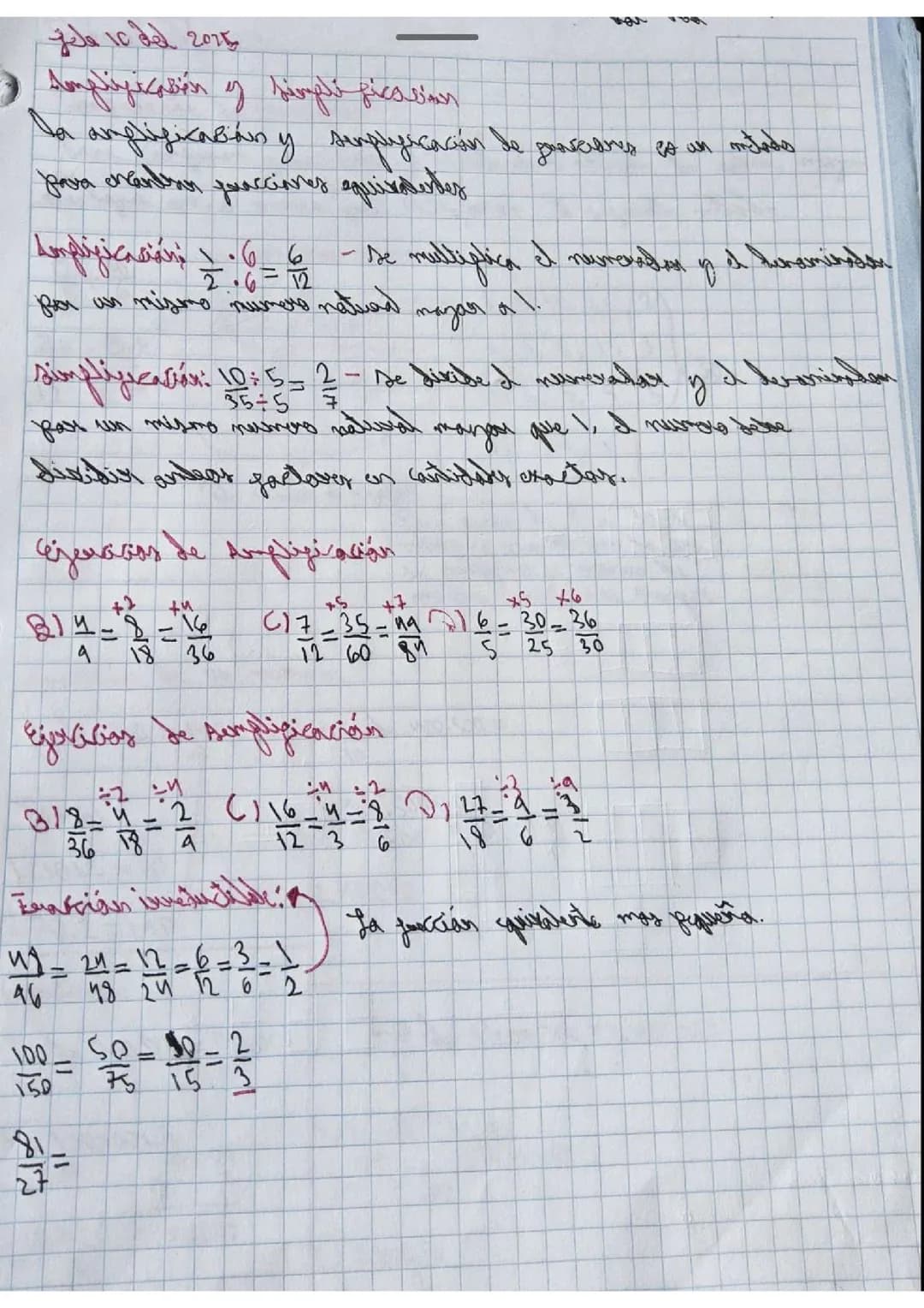Ampliación y Simplificación de Fracciones