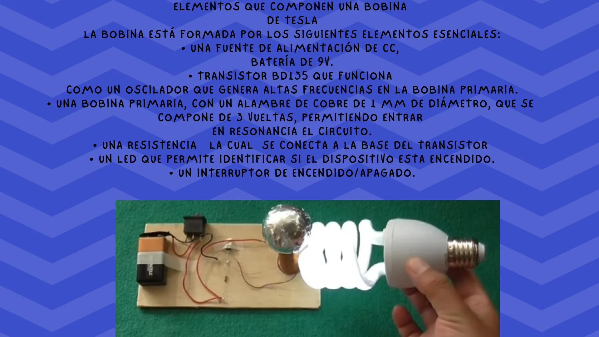 LA BOBINA DE
TESLA Una bobina de tesla es un
tipo de transformador
resonante, llamado así en
honor a su inventor, Nikola
tesla, quien la pat