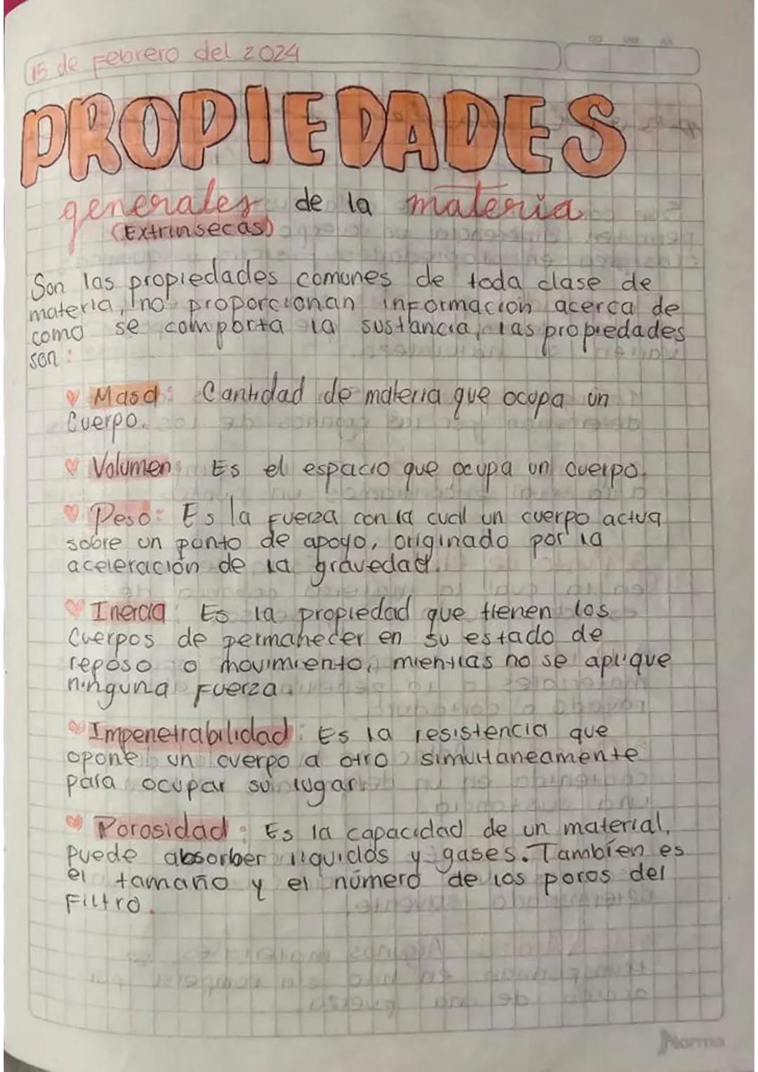 Características de las Propiedades de la Materia