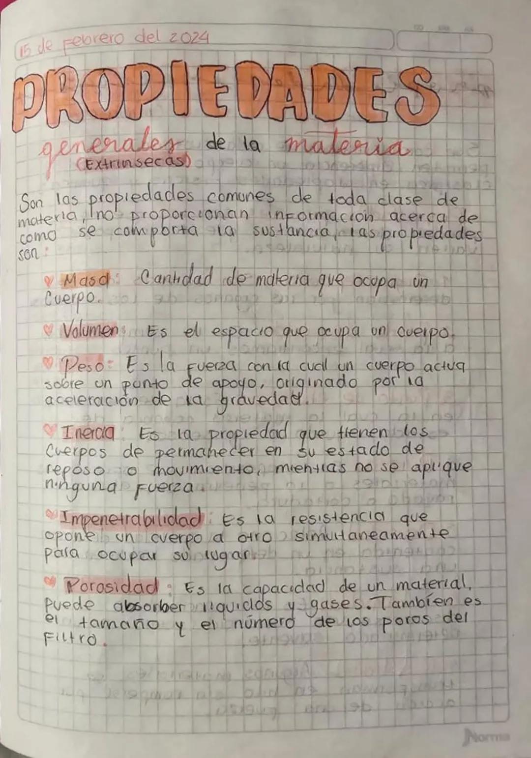 (15 de Febrero del 2024
PROPIEDADES
Extrinsecas
de la materia
Son las propiedades comunes de toda clase de
materia, no proporcionan informac