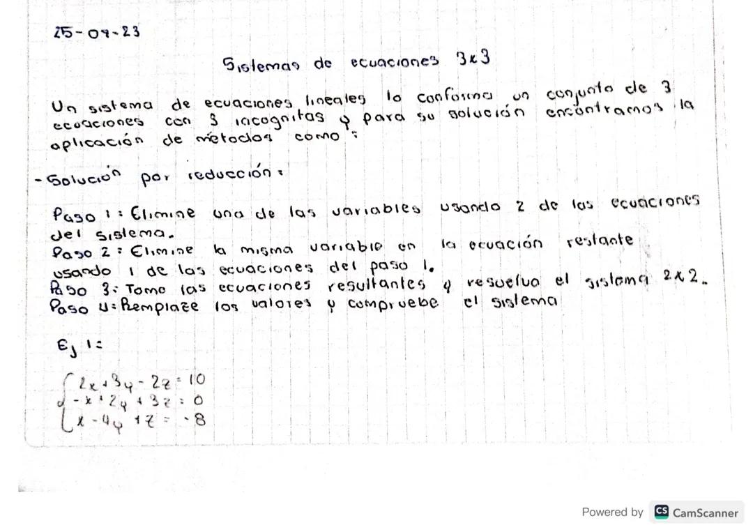 Sistemas de ecuaciones lineales 3×3