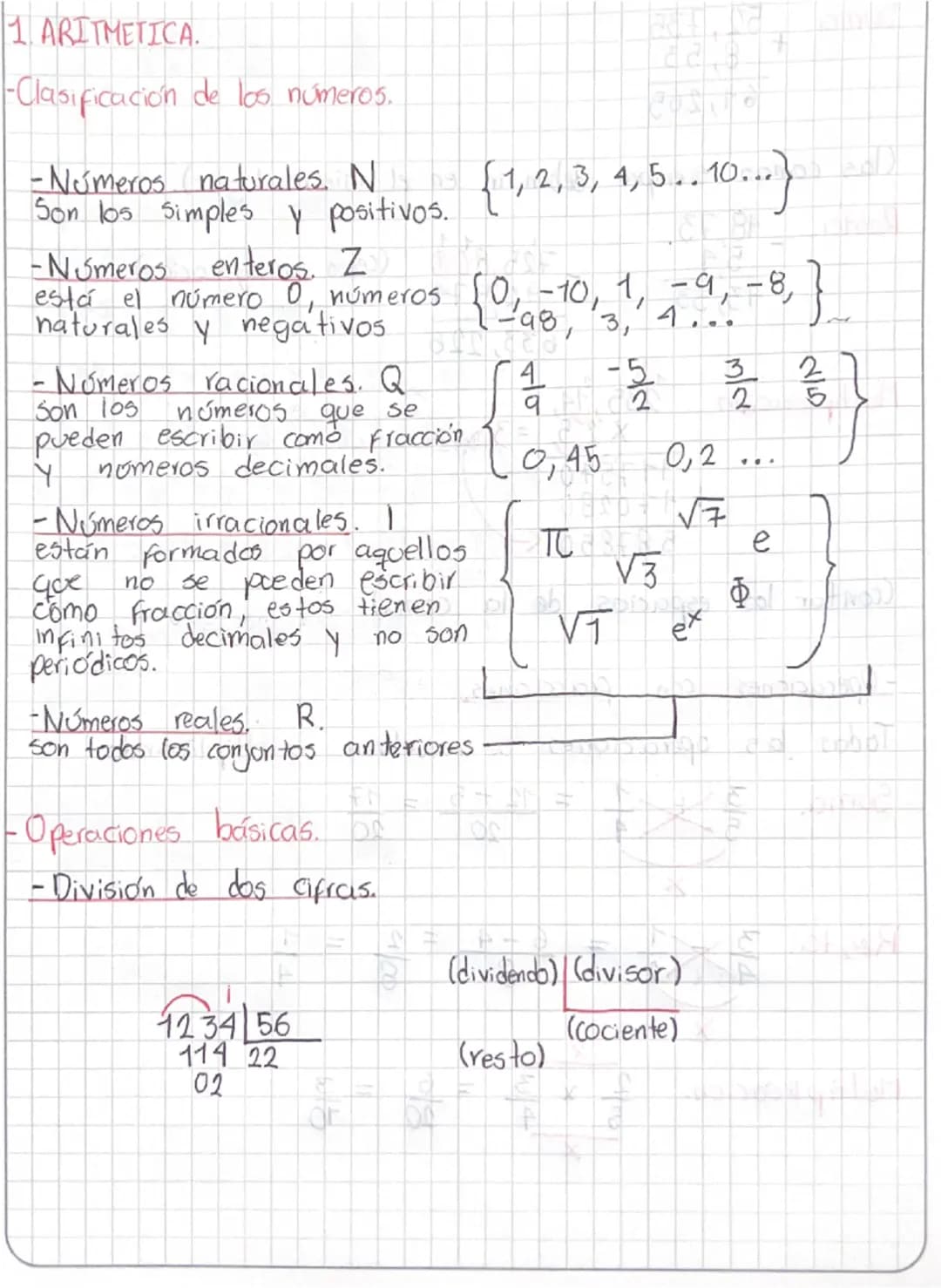 1. ARITMETICA.
-Clasificación de los números.
... 10... }
- Números naturales. N{1, 2, 3, 4, 5... 10.
Son los simples y positivos.
-N. Smero