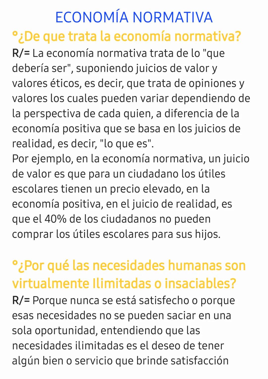 # ECONOMÍA NORMATIVA

¿De que trata la economía normativa?
R/= La economía normativa trata de lo "que
debería ser", suponiendo juicios de va
