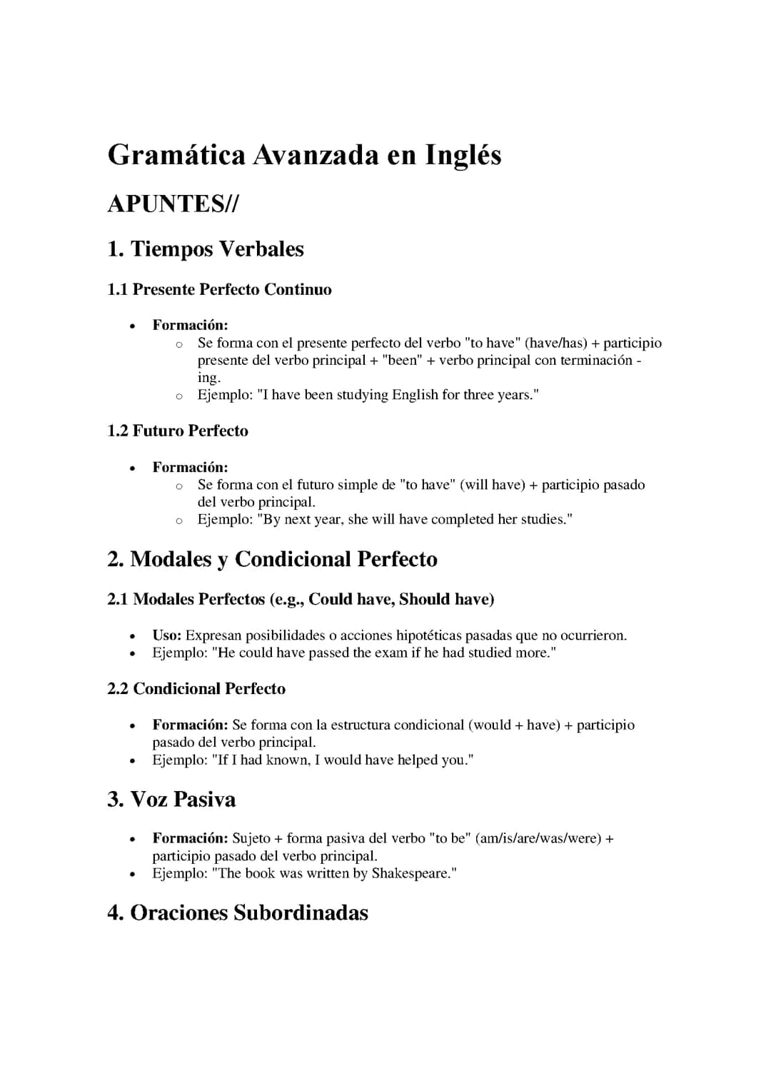 Gramática Avanzada en Inglés