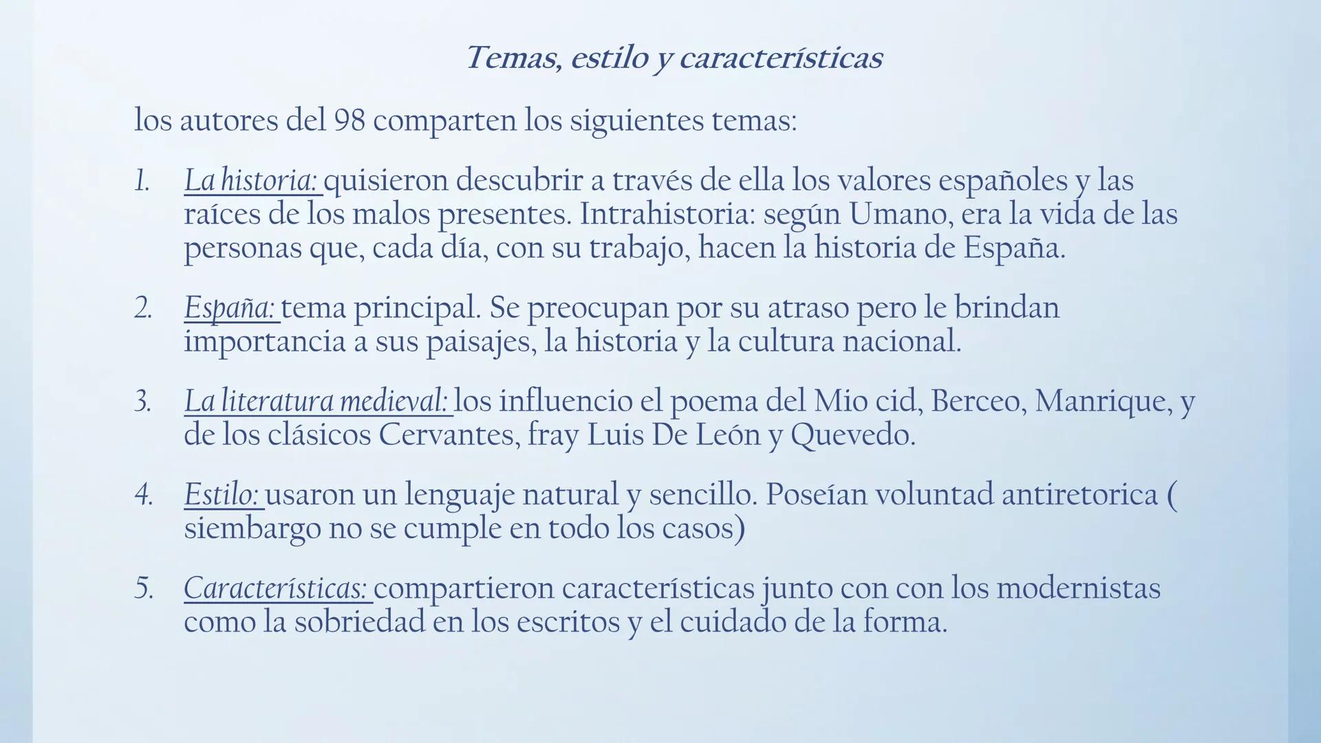 Generación del 98 y
generación del 27 Generación del 98
Corriente literaria. Tomo fuerza en España a finales del siglo XIX como
consecuencia