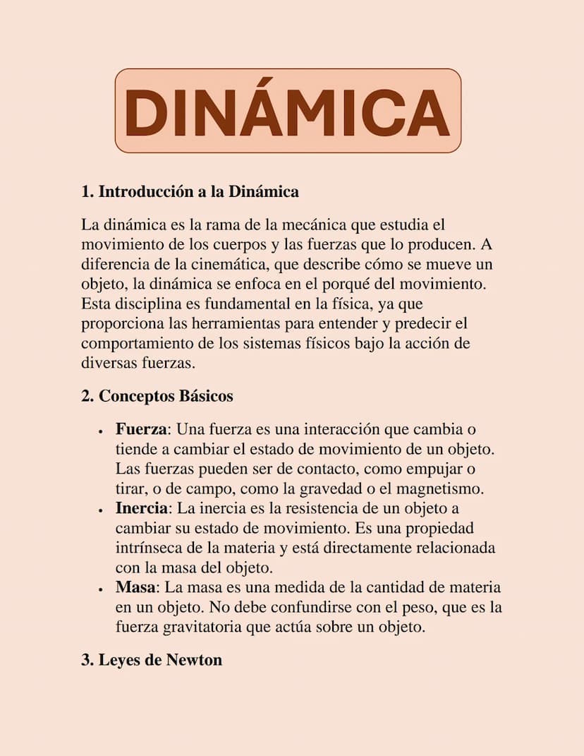 DINÁMICA
1. Introducción a la Dinámica
La dinámica es la rama de la mecánica que estudia el
movimiento de los cuerpos y las fuerzas que lo p