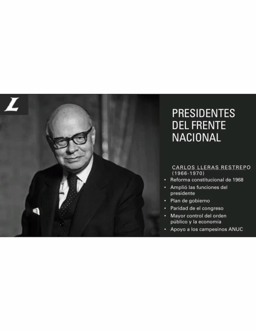 FRENTE NACIONAL
1958-1974 FRENTE
NACIONAL
Periodo de la historia de
Colombia caracterizado por la
alternancia y cohabitación en
el poder de 