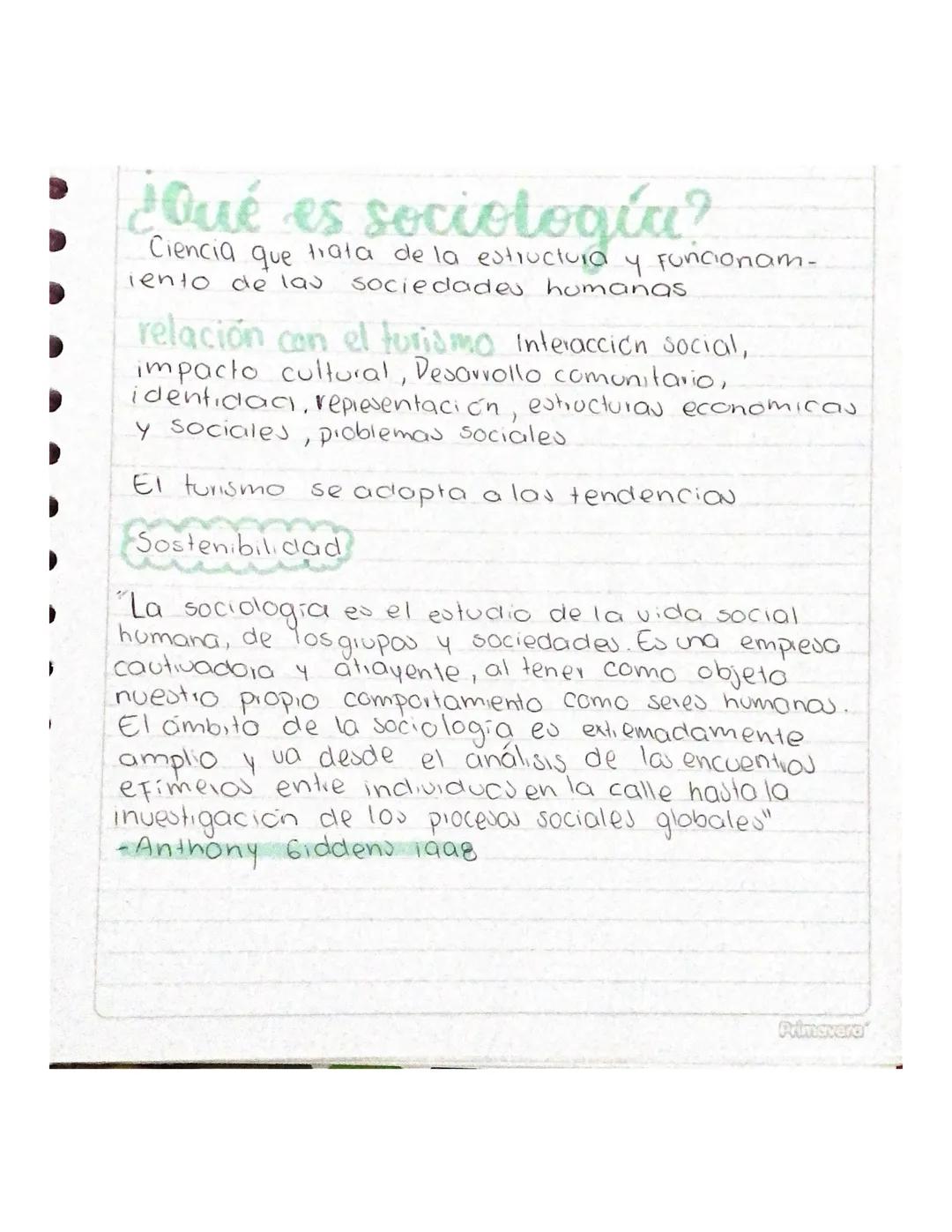 # ¿Qué es sociología?
Ciencia que trata de la estructura y funcionam-
iento de las sociedades humanas
relación con el turismo Interacción so