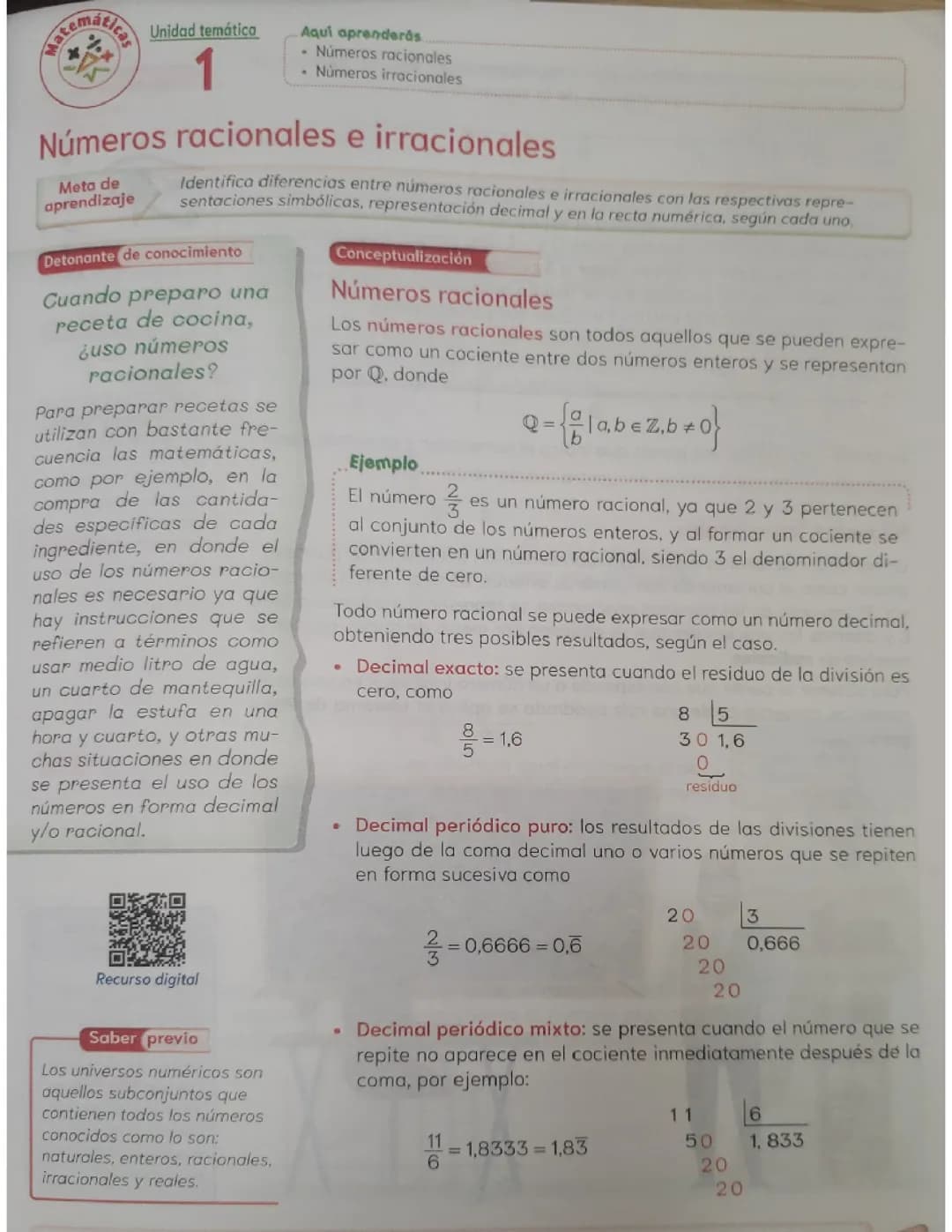 Números racionales e irracionales