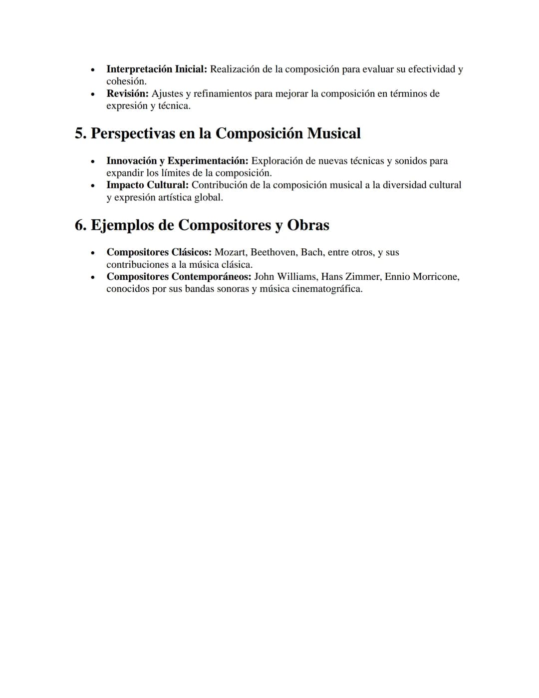Composición Musical
APUNTES//
1. Introducción a la Composición
•
Definición: Proceso creativo de escribir música original.
•
Elementos Funda