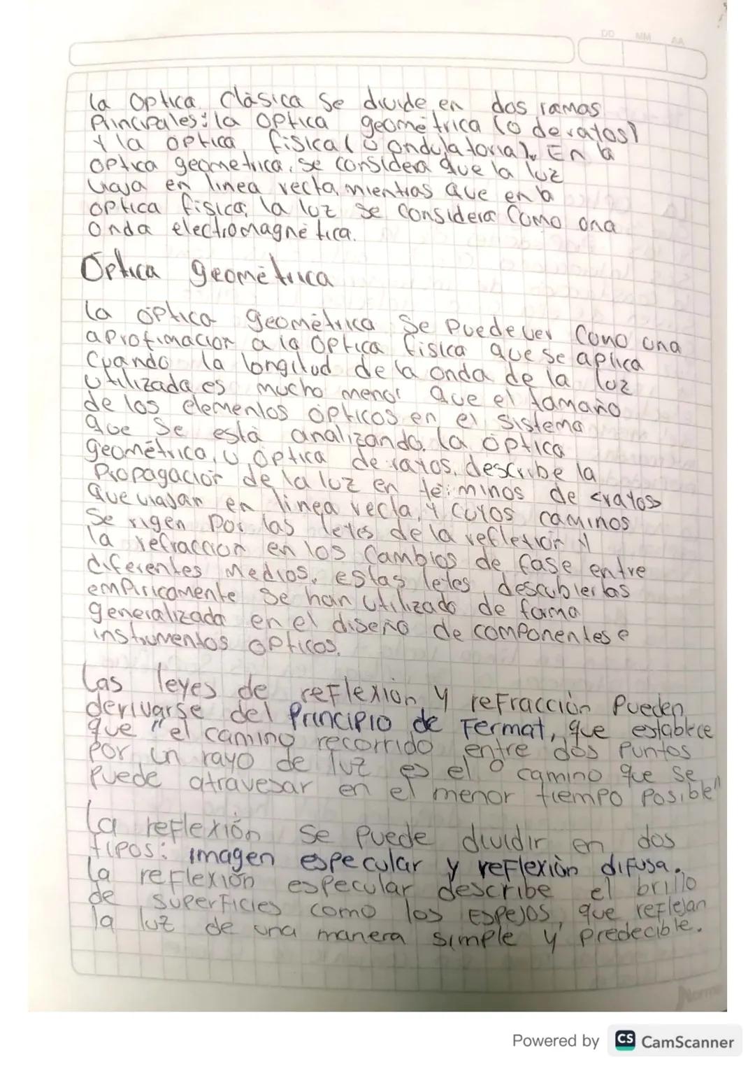 DO
MM AA
16-05-23
¿Qué es la optica?
La Optica es la rama de la fisica
Y las
Que Se encarga del estudio del comportamiento
Propiedades de la