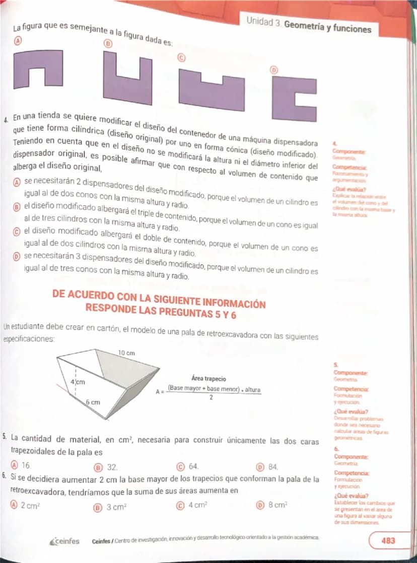 ## Exploro mis competencias

1.

Componente:
Geometria
Competencia:
Formulacion y ejecución
¿Qué evalúa?
Calcular el área superficial
de un 