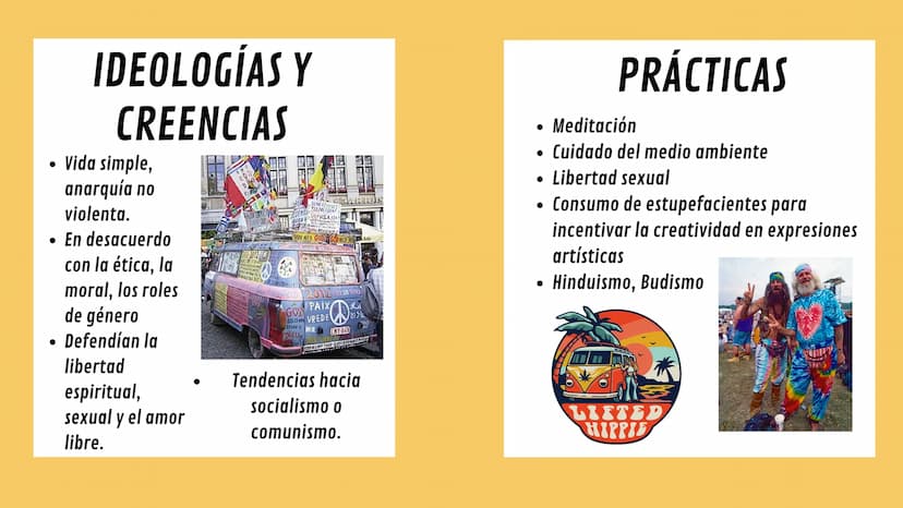 MOVIMIENTO
HIPPIE Nacidos en Estados Unidos en 1960, el referente en principios del movimiento es la
Generación Beat de 1950 y se originan e