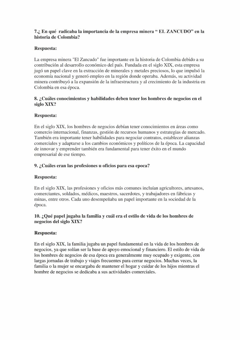 Historia empresarial Taller.
1.¿Por qué estudiar la historia empresarial de Colombia? En Colombia, ¿cómo
eran los empresarios del siglo XIX?