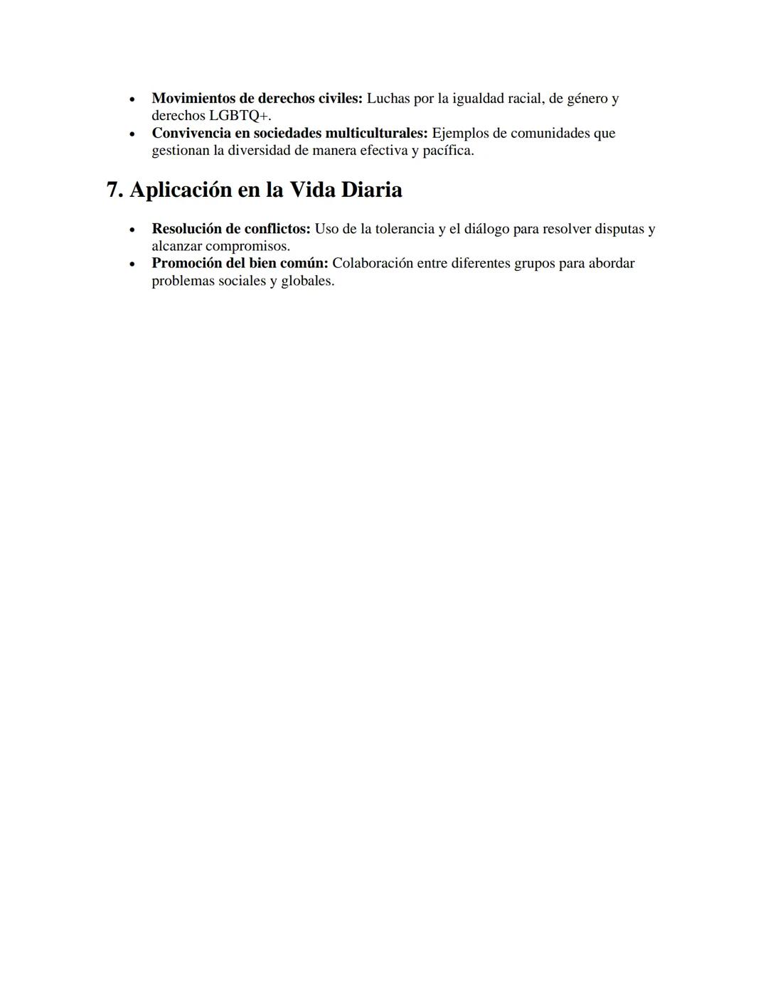 Tolerancia
APUNTES//
1. Definición y Concepto
•
•
Definición: Tolerancia es el respeto y aceptación de las diferencias, creencias,
prácticas