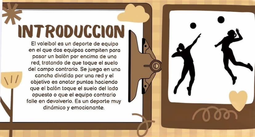لو
VOLEIBOL
7
pngtree TABLA
DE
CONTENI
K
DO..
*
\1/
⚫ INTRODUCCIÓN
⚫ OBJETIVOS
DESARROLLO DEL
TRABAJO
CONCLUSIONES
REFERENCIAS
m \//
INTRODU