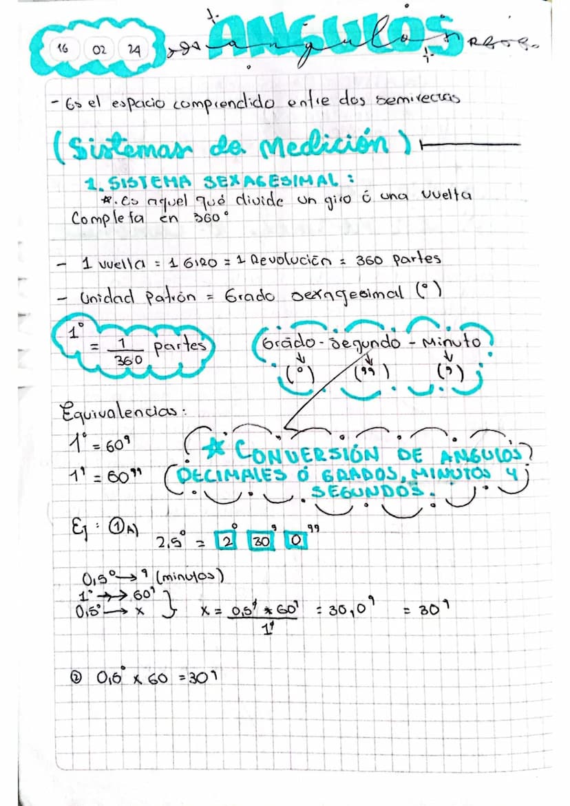 GOD ANGULOS...
16
0224
294
- Es el espacio comprendido entre dos semirectas
(Sistemas de Medición).
-
1. SISTEMA SEXAGESIMAL :
*. Es aquel q