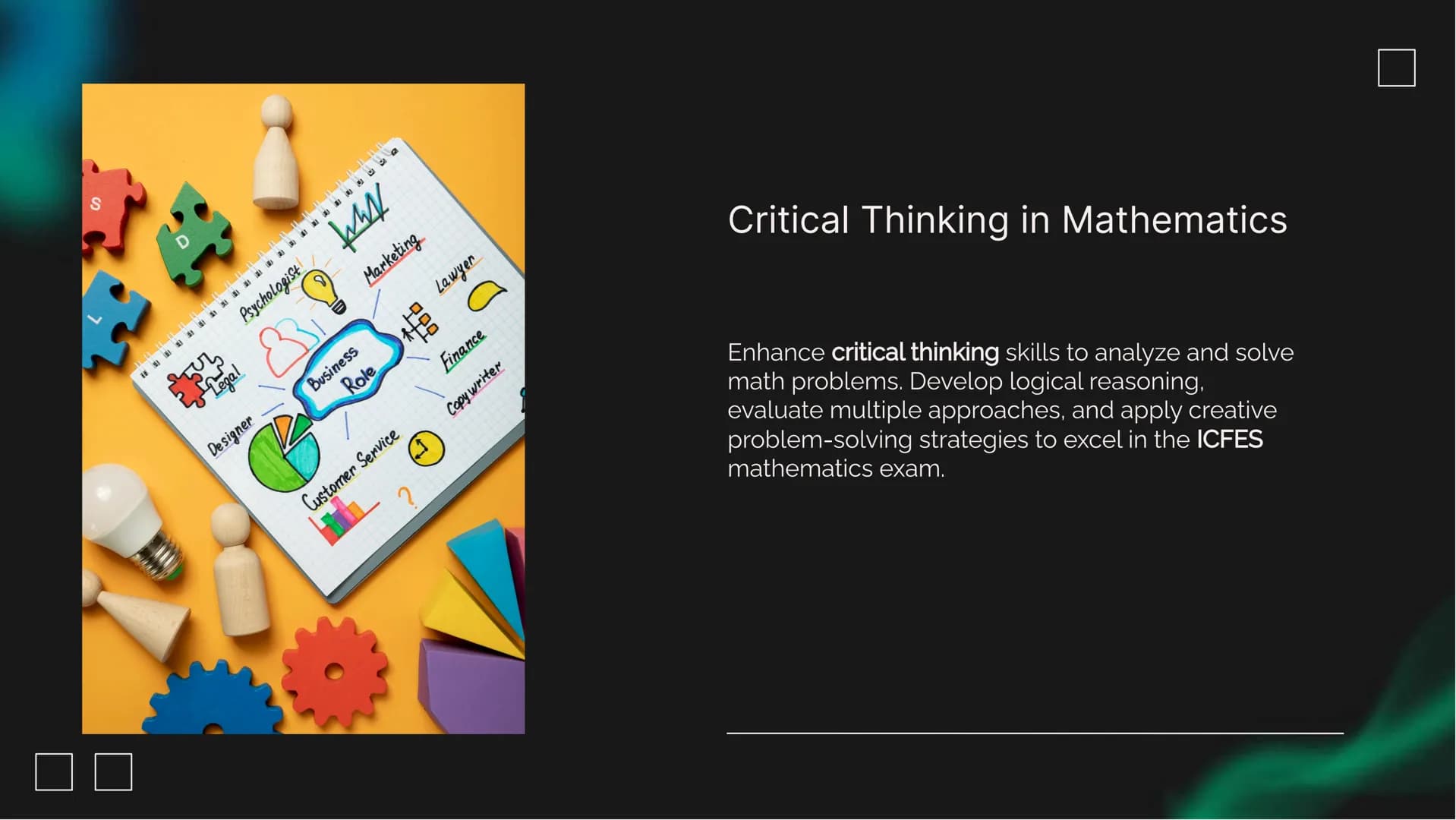 ☐
Mastering ICFES
Mathematics
Preparation Introduction
Welcome to Mastering ICFES Mathematics
Preparation. This presentation will provide es