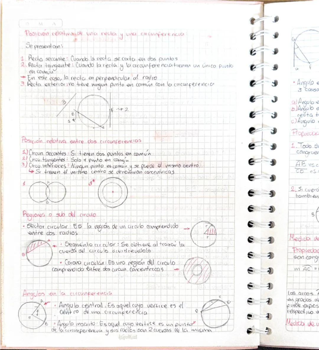 D
M
A
€
E
€
3
angulos en la circunferencia
Conceptos basicos
•Circunferencia Es el conjunto de todo la punta localizado en un plano y que
eq