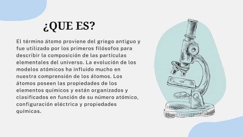 30
20
or
EL ATOMO
!!!!!!! ¿QUE ES?
El término átomo proviene del griego antiguo y
fue utilizado por los primeros filósofos para
describir la