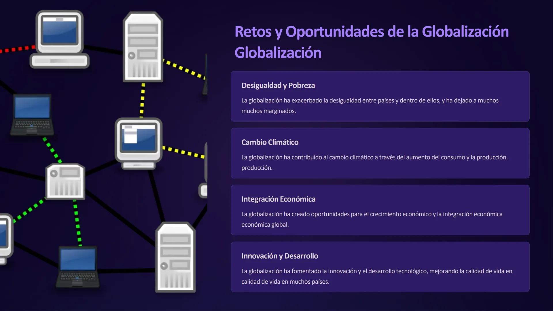 Geografía de la
Globalización
La globalización es un proceso complejo que ha transformado la geografía
geografía mundial, conectando lugares