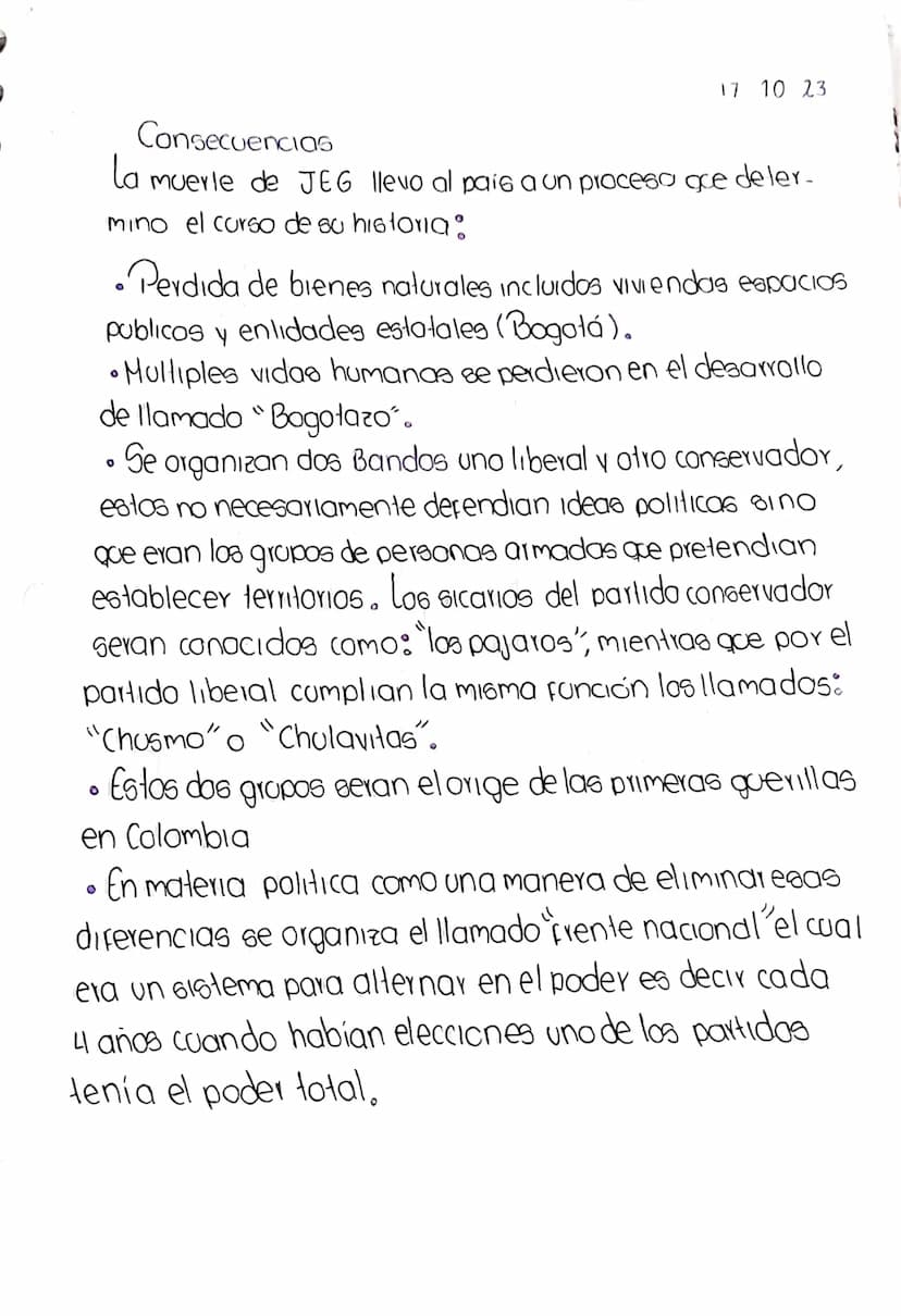 Gaitán.
03/10/2023
>> El bogotazo =
Clase # 7
Proposito: Conocer los elementos de la historia de Colom
bia en epocas recientes y como estos 