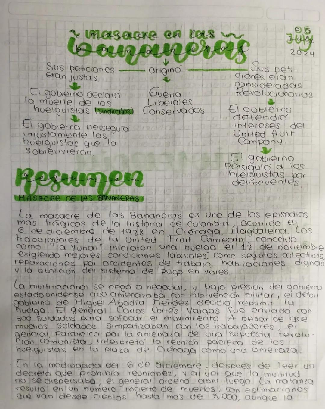 masacre en las
bananeras
Sus peticiones
eran justas.
El goberno declaro
la muerte de los
huelguistas (sindicatos)
ет
gobierno perseguid
just
