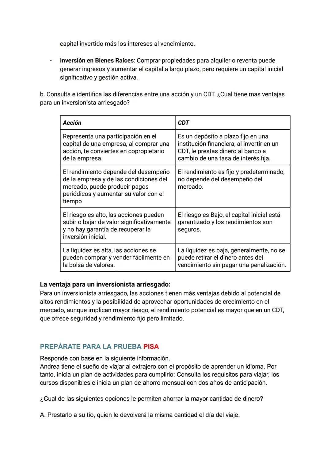 Matemáticas
Financiera
30/05/2024 1.a: ¿Qué características tiene una cuenta de ahorros?
Guardar el dinero de forma segura en el banco.
Gene