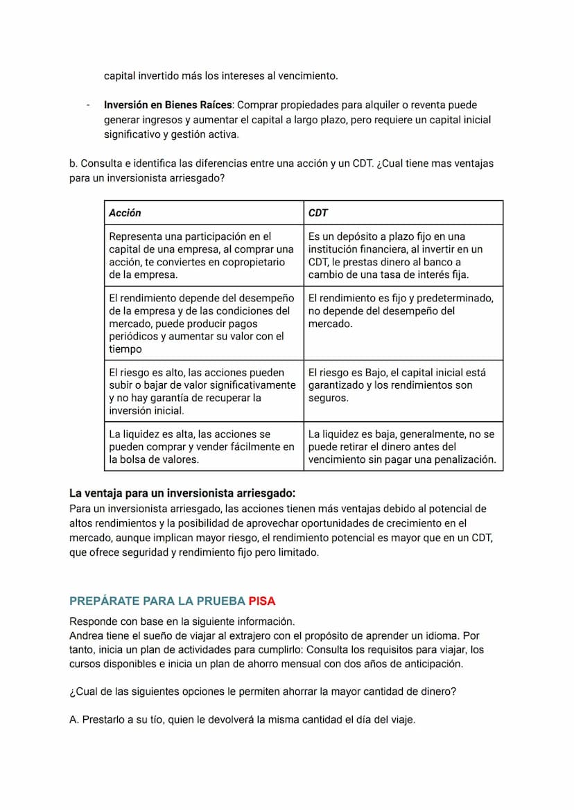 Matemáticas
Financiera
30/05/2024 1.a: ¿Qué características tiene una cuenta de ahorros?
Guardar el dinero de forma segura en el banco.
Gene