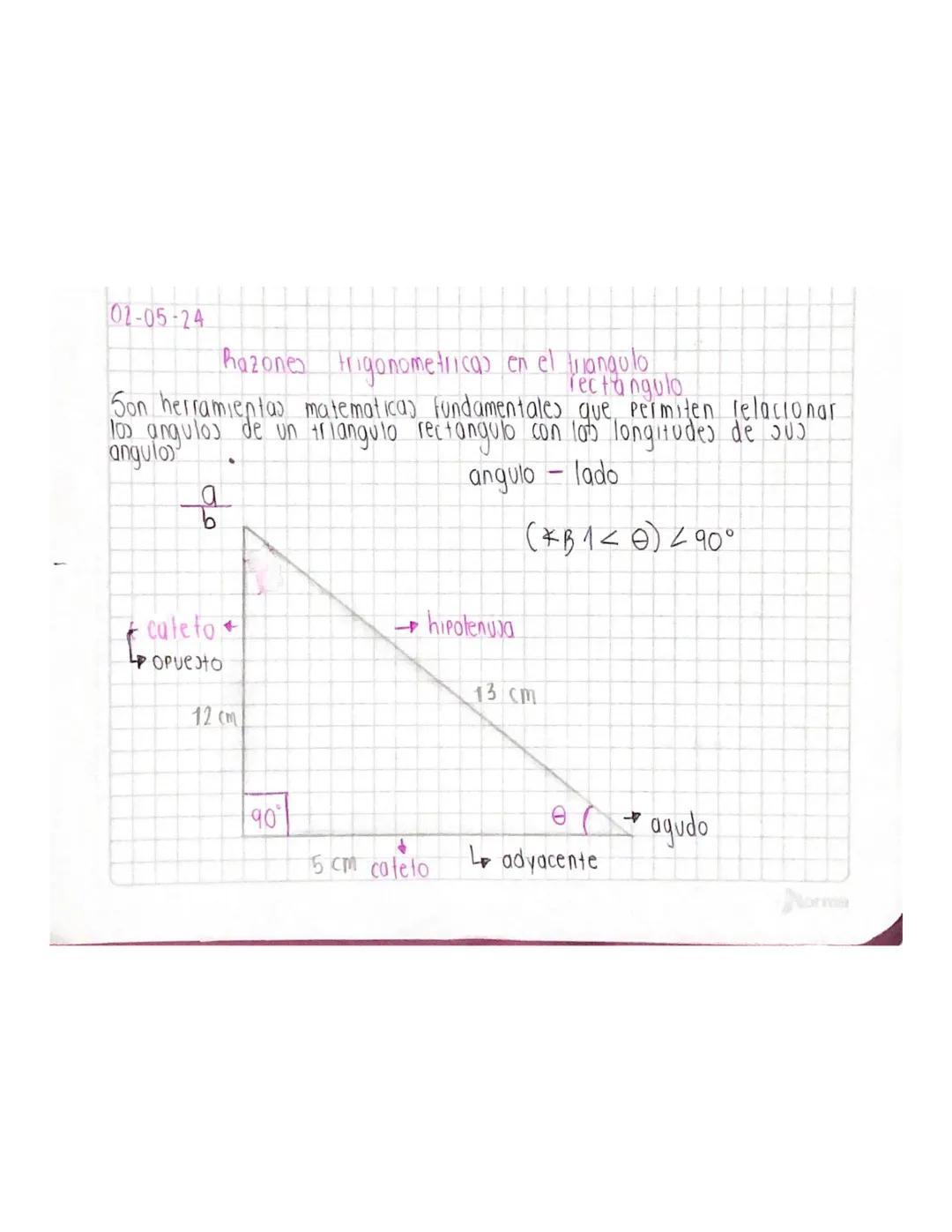 01-05-24
Razones trigonometricas en el triangulo
Tectangulo
Son herramientas matematicas fundamentales que permiten relacionar
los angulos d