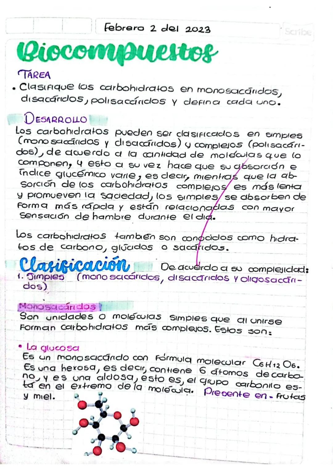 Febrero 2 del 2023

Biocompuestos

TAREA
*   Clasifique los carbohidratos en monosacáridos,
disacáridos, polisacáridos y defina cada uno.

D