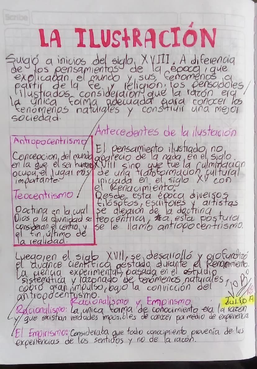 Scribe
LA ILUSTRACIÓN
Suigió a inicios del siglo XVIII. A diferencia
explicaban samientos
de
Isus, fenomenos 19.
Pilustrados, consideraron q