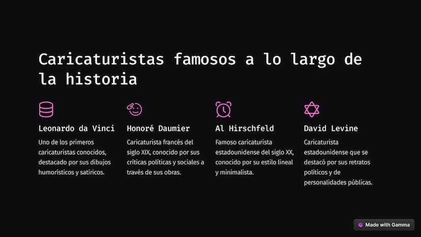La caricatura
La caricatura es una forma de arte que exagera las características físicas o de
personalidad de una persona o objeto con fines