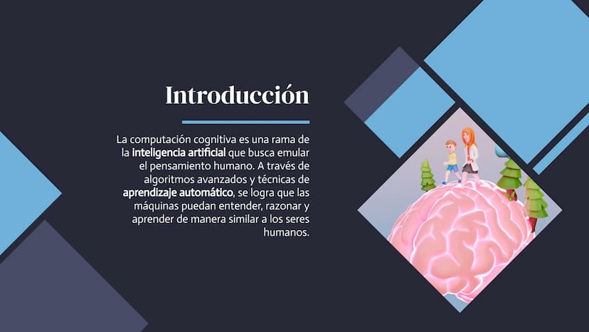 La Revolución de la
Computación
Cognitiva: Explorando
los Avances
en
Inteligencia Artificial Introducción
La computación cognitiva es una ra