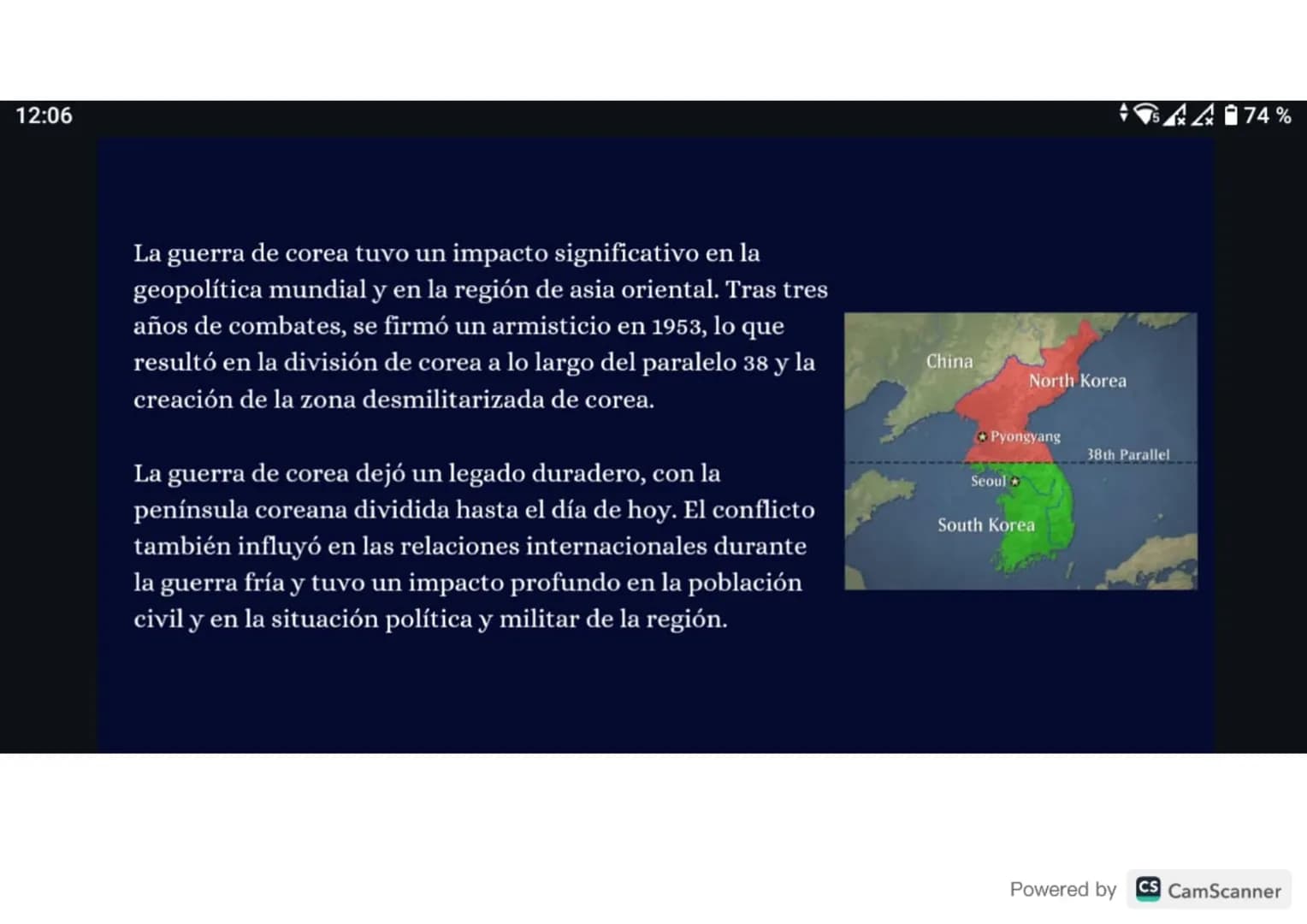 12:06
DESCRIPCIÓN:
La guerra de corea fue un conflicto armado entre 1950 y 1953, la
guerra se desató después de que Corea del Norte que esta