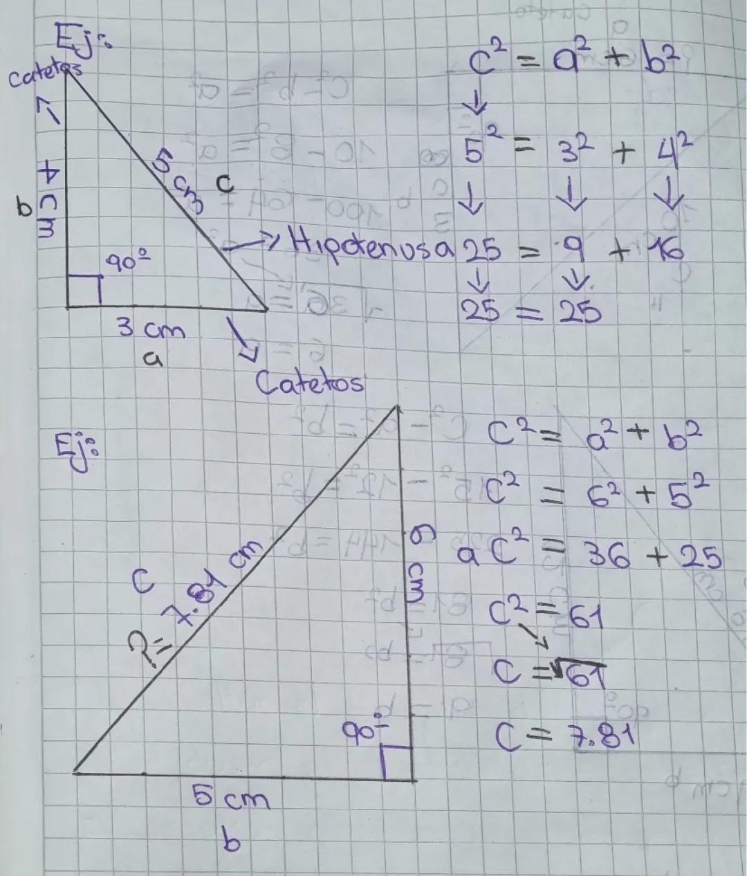 Teorema de pitagoras. Mira la descripción 👇 