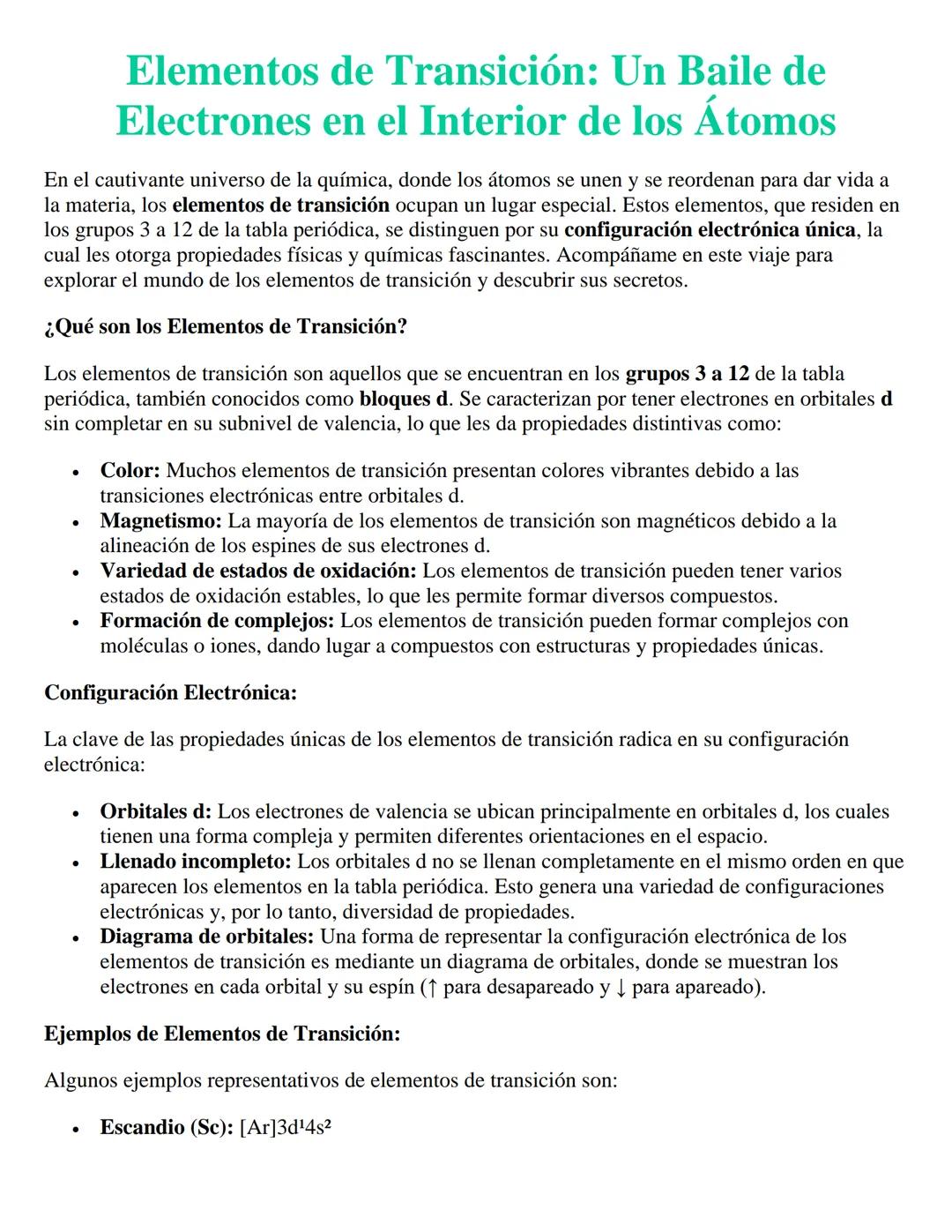 # Elementos de Transición: Un Baile de
# Electrones en el Interior de los Átomos

En el cautivante universo de la química, donde los átomos 