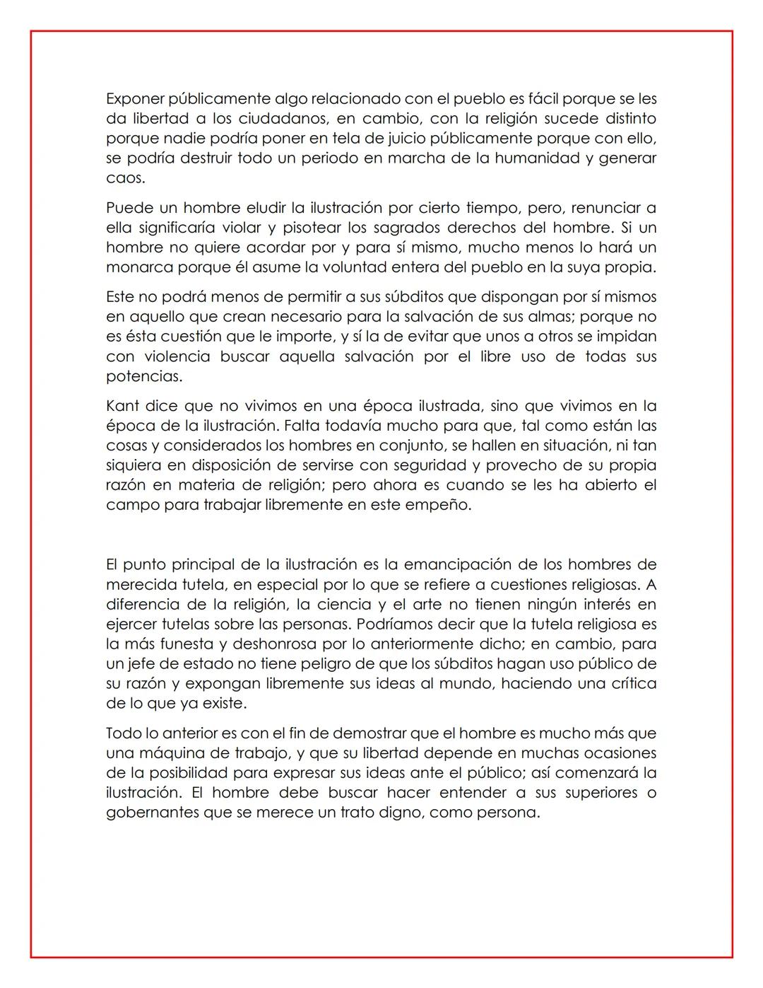 LA ILUSTRACIÓN SEGÚN KANT
Para Kant, la ilustración es la liberación de la imposibilidad de utilizar y servir
su inteligencia sin la guía de