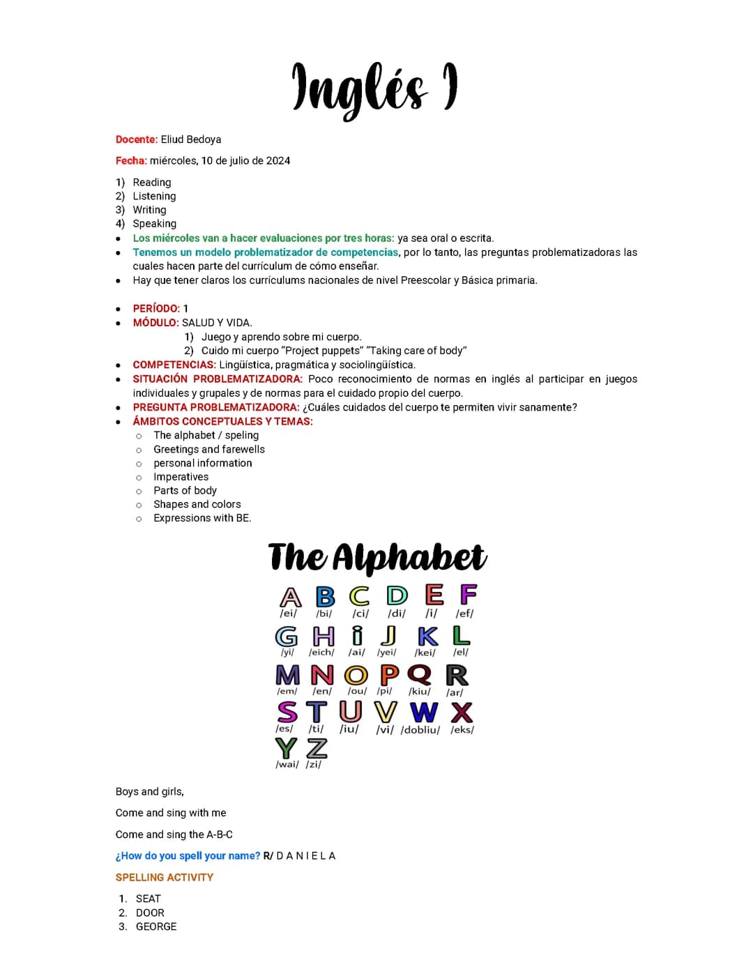 Apuntes de Inglés I