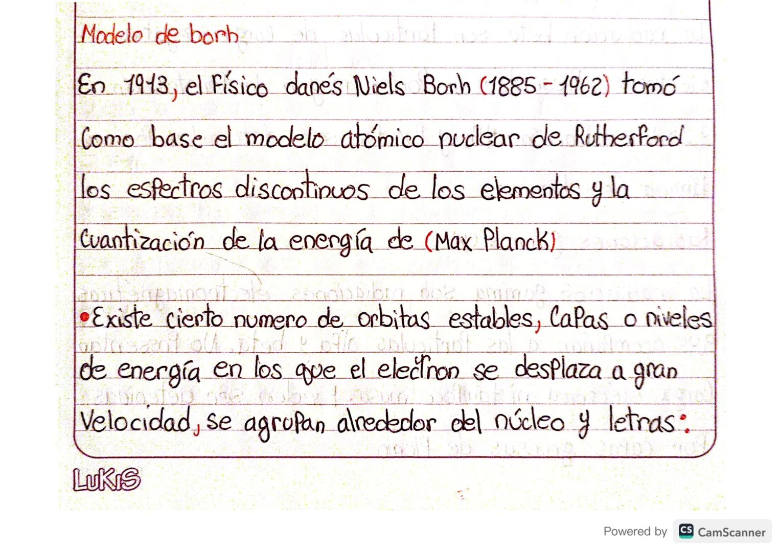 Modelo de borh.

En 1943, el Físico dané's Niels Borh (1885-1962) tomó

Como base el modelo atómico nuclear de Rutherford

los espectros dis
