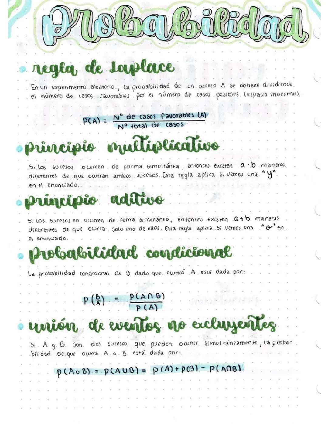 Probabilidad
to regla de Laplace
En un experimento aleatorio., La probabilidad ele un suceso A se obtiene dividiendo.
el número de casos fav