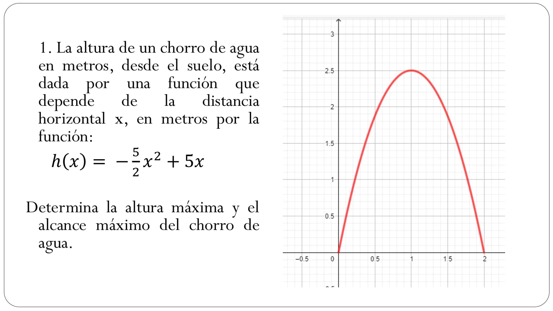 FUNCIÓN CUADRÁTICA Función cuadrática
Una función de la forma f(x) = ax² + bx + c, donde a, b, c ER ya #0,
recibe el nombre de función cuadr