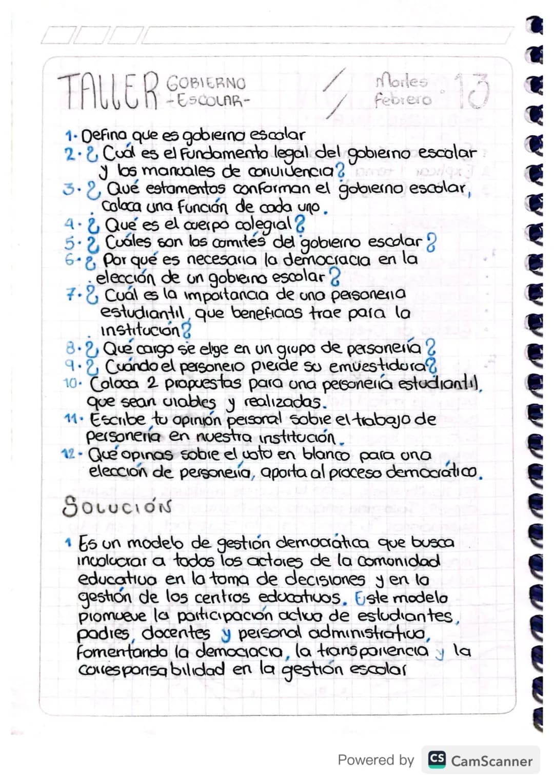 TALLER
GOBIERNO
-ESCOLAR-
Morles
Febrero 13
1.Defina que es gobierno escolar
2.2 Cuál es el Fundamento legal del gobierno escolar
y los manu