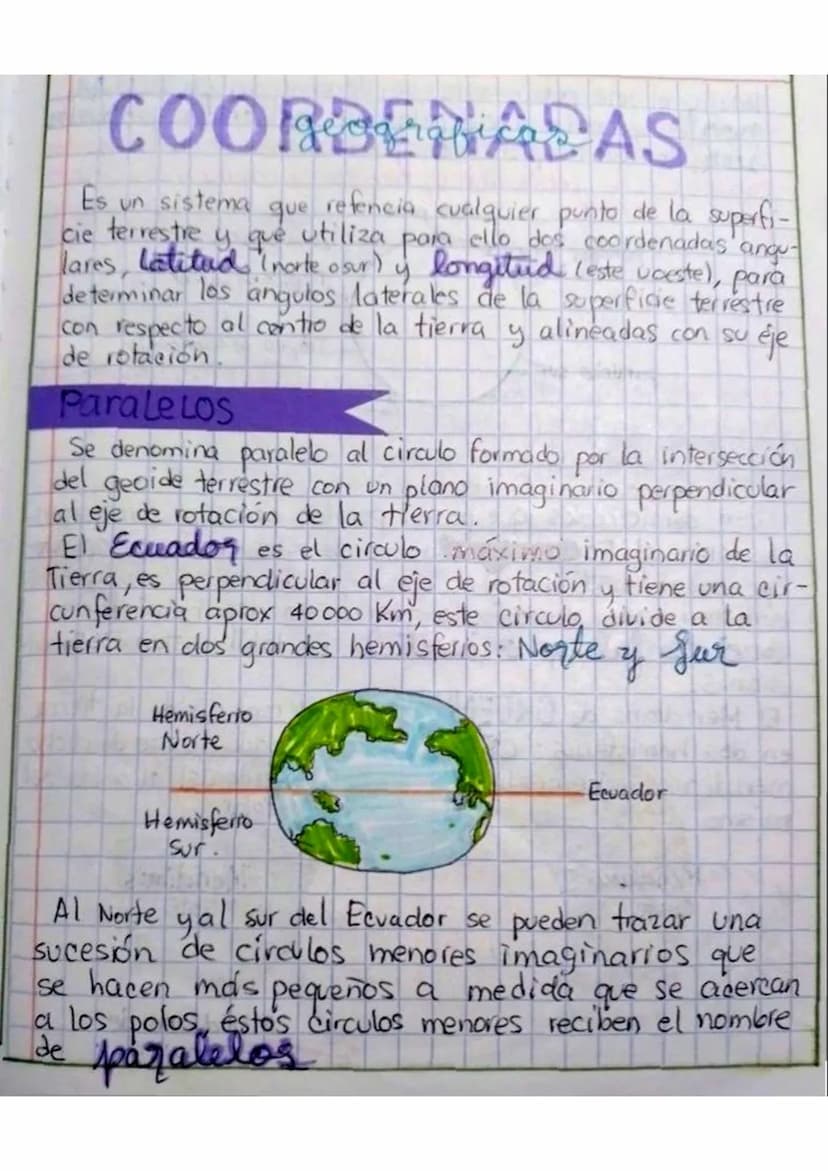 COORDENADAS
Es un sistema que refencia cualquier punto de la superfi-
cie terrestre y que utiliza para ello dos coordenadas angu-
lares, lat