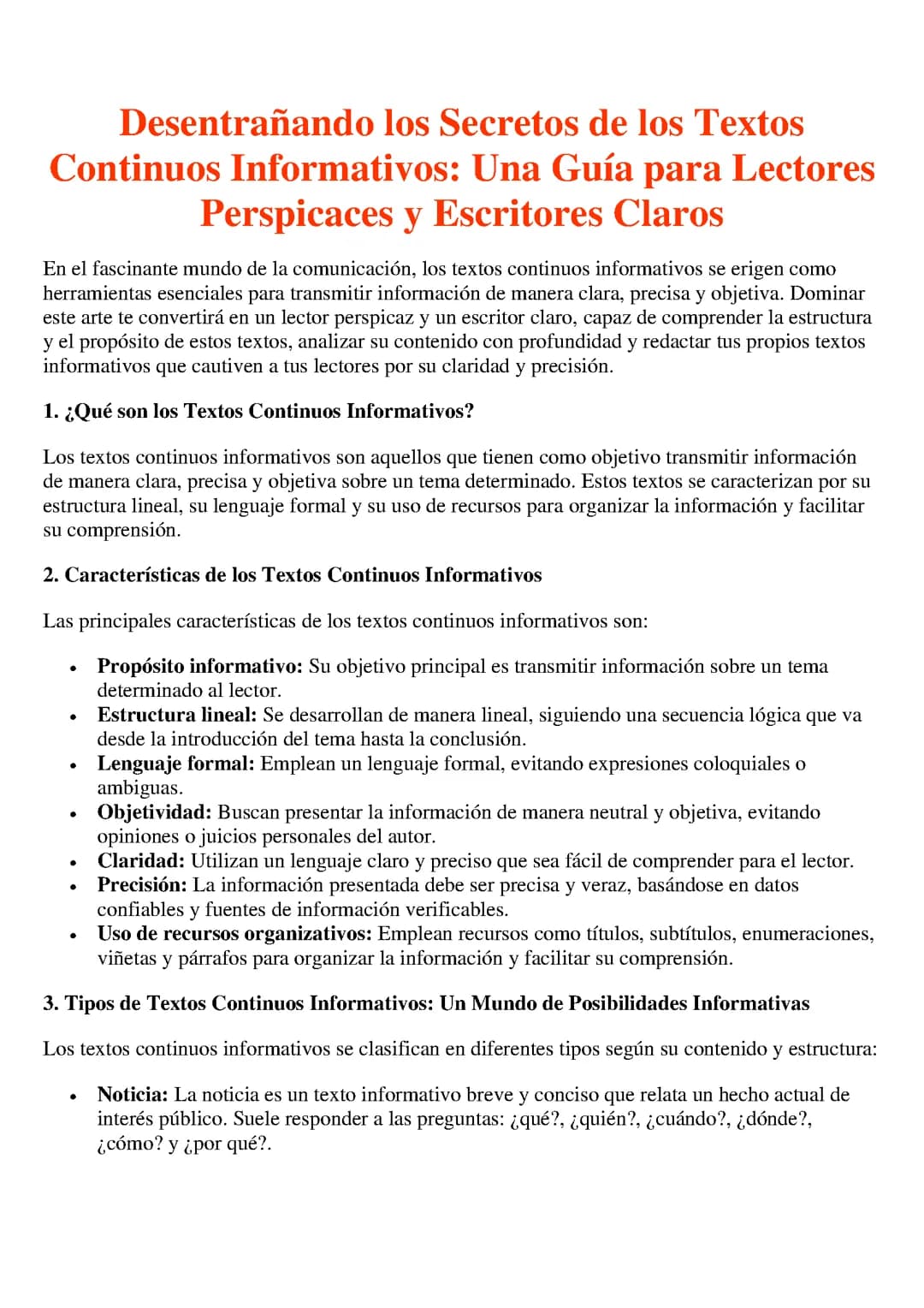 LOS TEXTOS CONTINUOS INFORMATIVOS