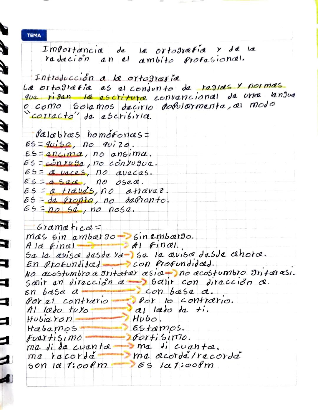 TEMA
da
Importancia
radación an el
la ortografia y de la
ambito profesional.
•Introducción a be ortografia
que rigen
langua
La ortografia as