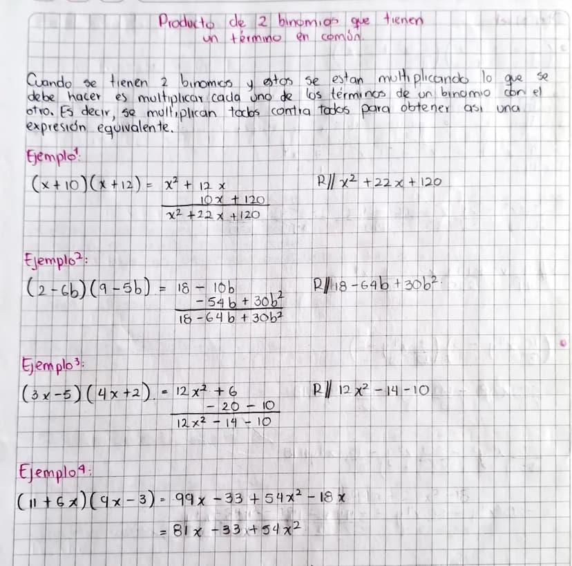 Productos Notables:
o'
Es la multiplicación que se hace entre dos o mas monomios
polinomios, con el fin de obtener otra expresión algebraica