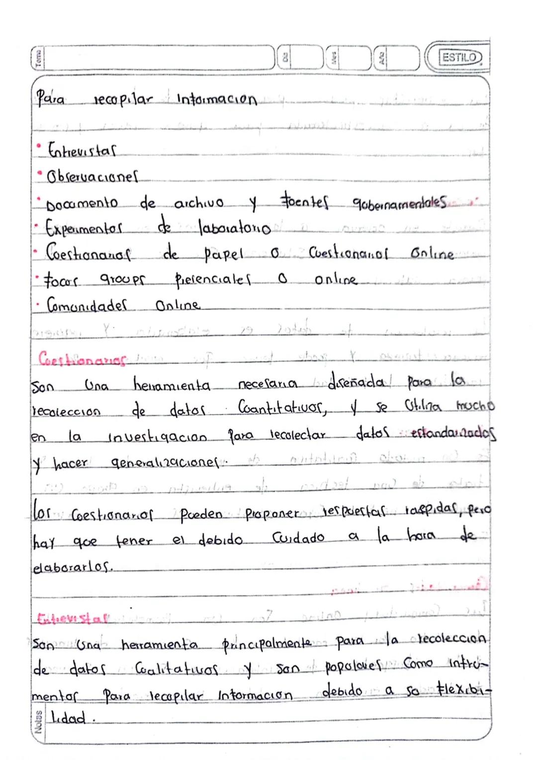 Notas
Tipos de investigacion me 1/800) 12 w ob
of crab fa
· La investigacion cualitative Es aquella donde se ertu-
dia la calidad de las act